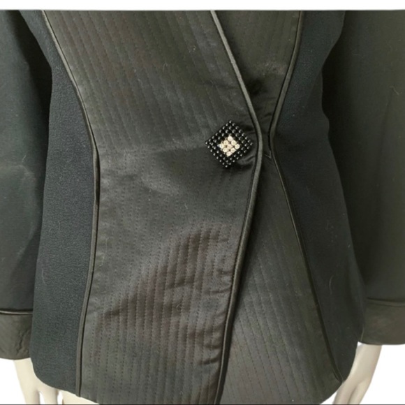 NOLAN MILLER Vintage Evening Jacket Blazer Black Wool Satin Embellished Size 10 - Picture 4 of 14